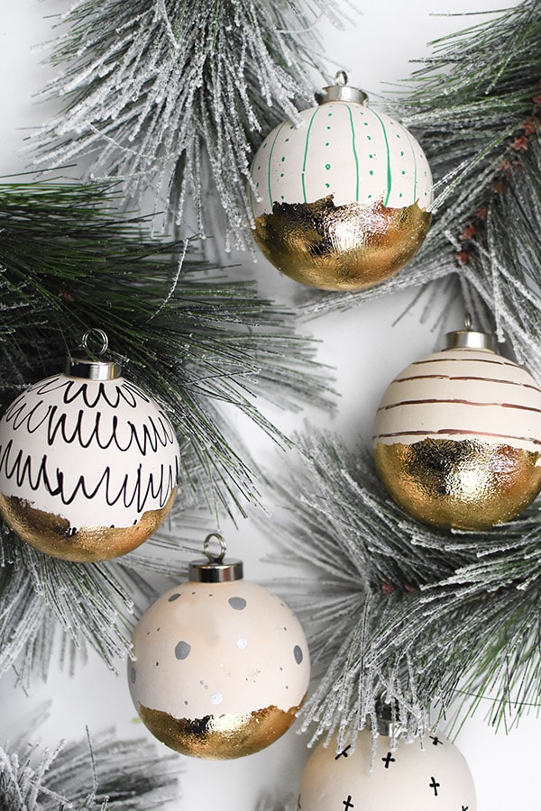 Gorgeous gold leaf Christmas ornaments