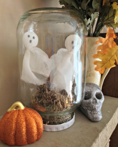Fun Halloween Ghosts Under Glass craft project