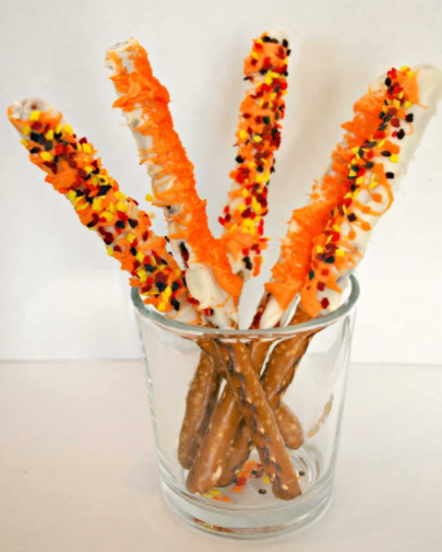 Hand dipped fall pretzels