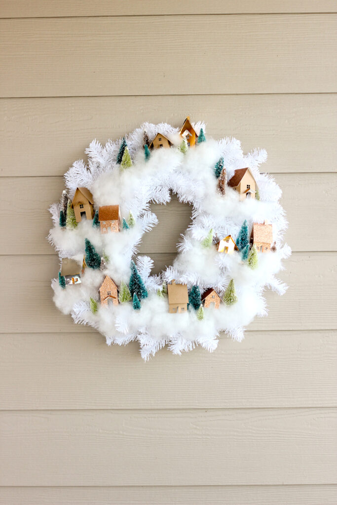 Christmas Mini House Wreath Home Decor 