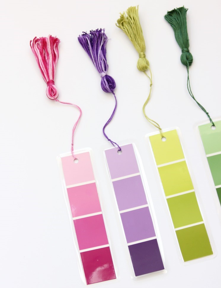 DIY Colorful Paint Chip Bookmarks for gifts 
