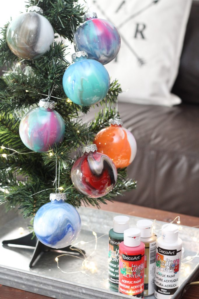 Swirl painted Christmas ornaments