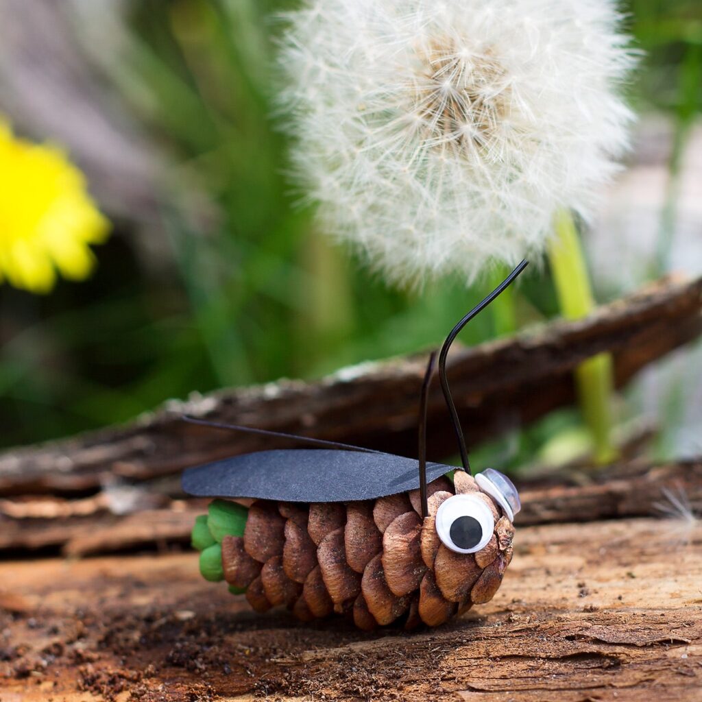 cute fireflies made of pine cone