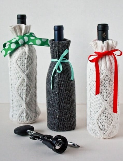 Sweater Sleeve Wine Bottle Gift Bags up-cycle and fun craft to make