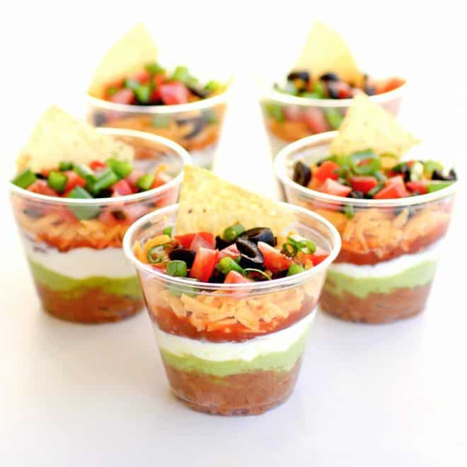  Individual cup of Mexican appetizer dips