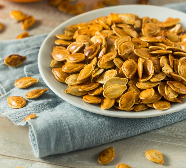 Crunchy and delicious, roasted pumpkin seeds