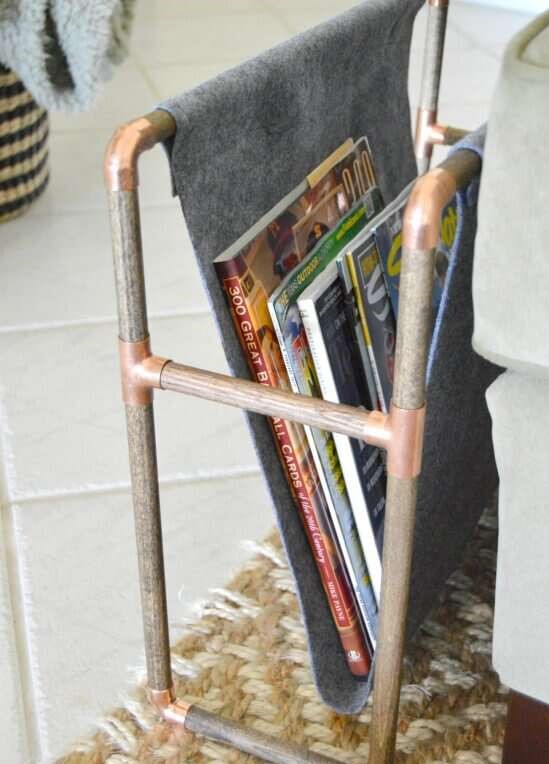 Magazine holder made of copper pipe
