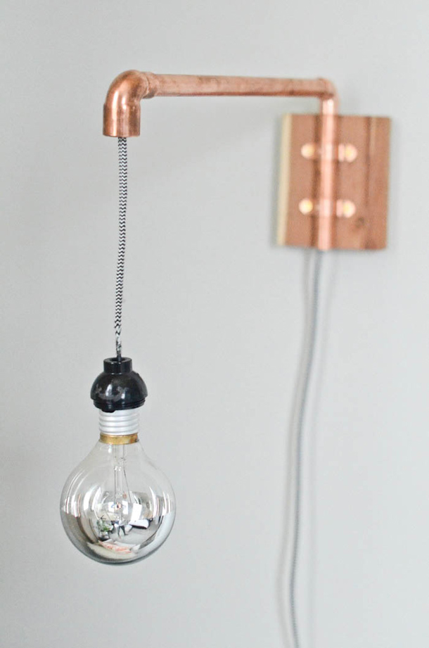 Copper pipe wall lamp