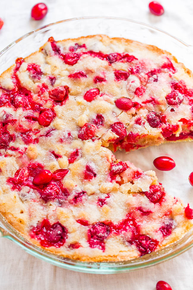 Crustless Cranberry Pie  FAST, super EASY, no-mixer dessert that’s perfect for holiday entertaining