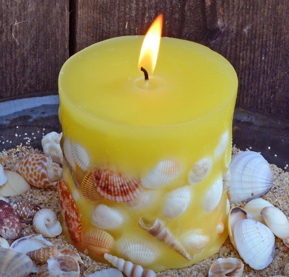 DIY Designer Seashell Candles a fun and cheap project to make for home use or gifts