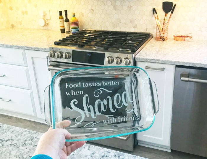 Personalized etched casserole dish