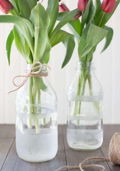 Etched flower vases
