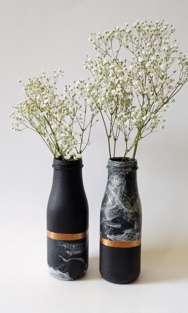 Copper and marble flower vases