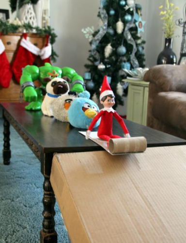 elf sliding with friends 