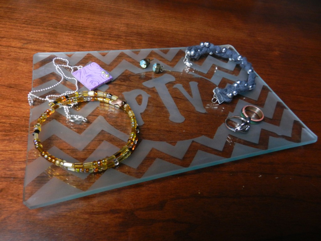 Etched monogram jewelry tray