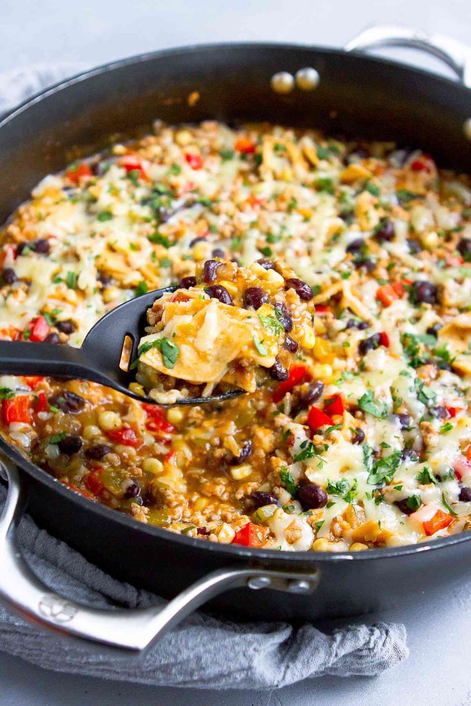 GROUND TURKEY ENCHILADA SKILLET MEAL FOR THE WHOLE FAMILY