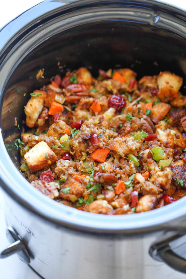 SLOW COOKER CRANBERRY PECAN STUFFING EASY THANKSGIVING RECIPE