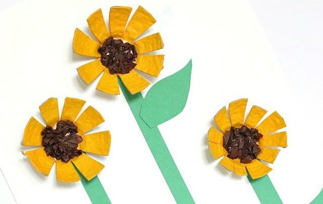 Egg carton sunflower crafts perfect for summer or fall