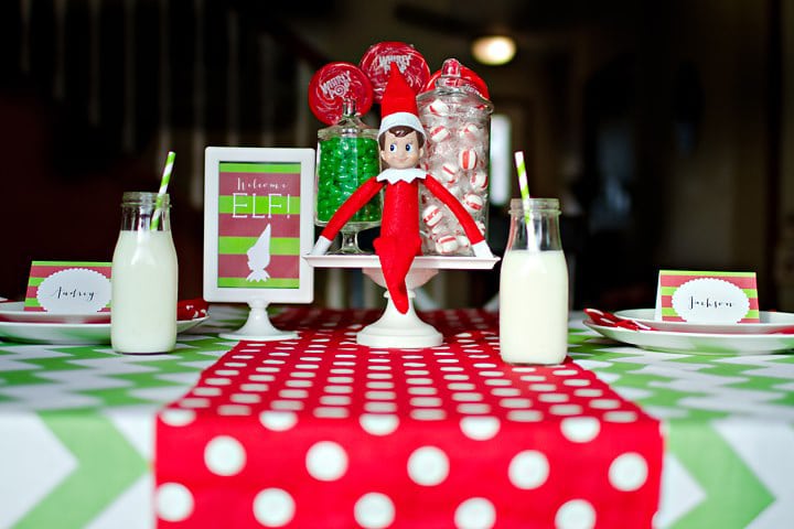 elf on the shelf arriving for breakfast