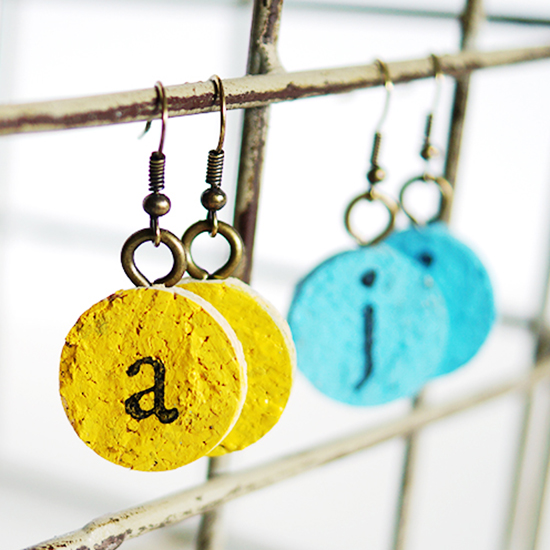Wine cork monogram earrings