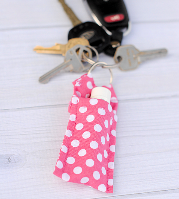 Easy Chapstick Keychain Holder super quick and easy sewing project