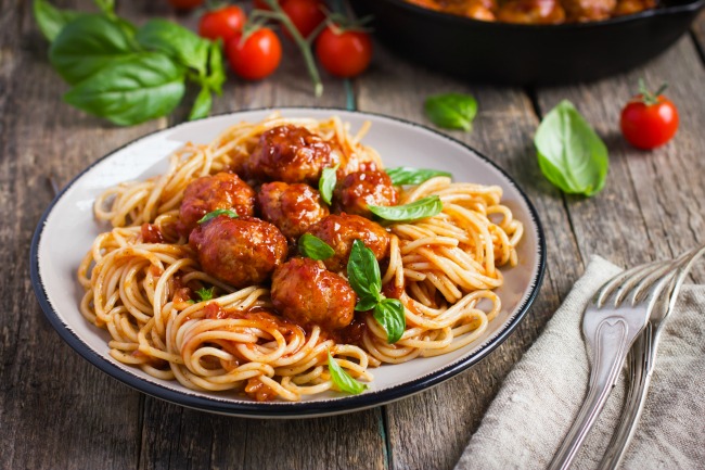 Chicken Parmesan Meatballs and Spaghetti delicious cheap quick and easy dinner recipe for the family