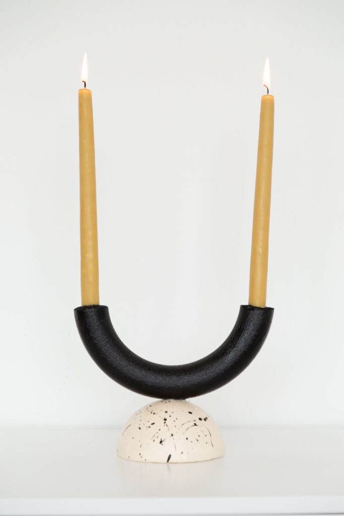 Black arch candle holder