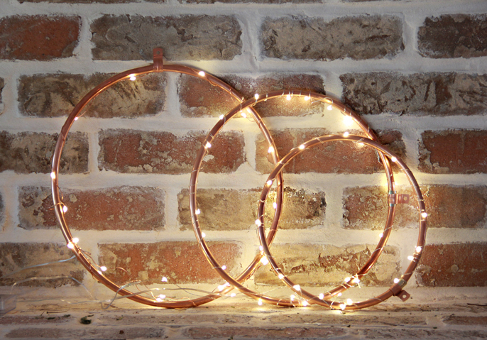 DIY COPPER LIGHTED WREATHS BRIGHT CHRISTMAS HOLIDAY ORNAMENTS
