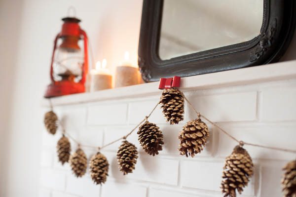 DIY Gold Leaf Pine Cone Garland Christmas Ornaments