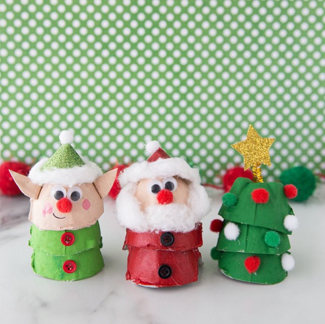 Egg Carton Christmas Crafts cute colorful easy craft for kids