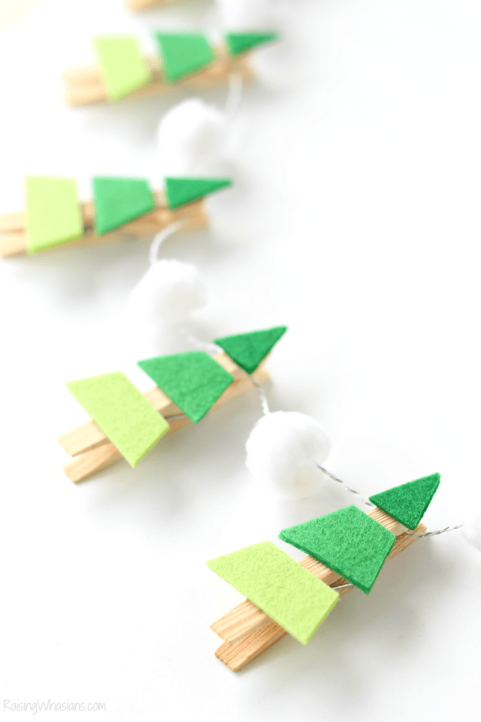 OMBRE CHRISTMAS TREE GARLAND EASY FUN CRAFT FOR KIDS