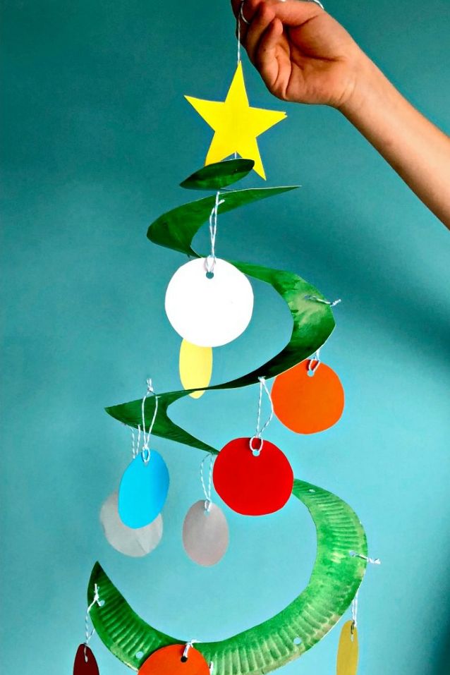 Easy and Fun Paper Plate Christmas Tree Whirligig for Kids 
