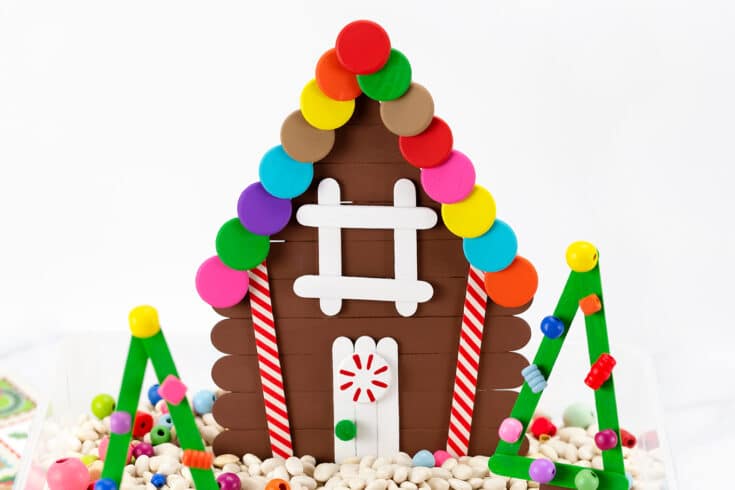 Popsicle Stick Gingerbread House Easy Fun Christmas Tree Craft for Kids
