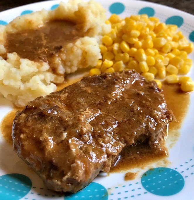 Slow Cooker Smothered Pork Chops Freezer Meal delicious and easy to cook 
