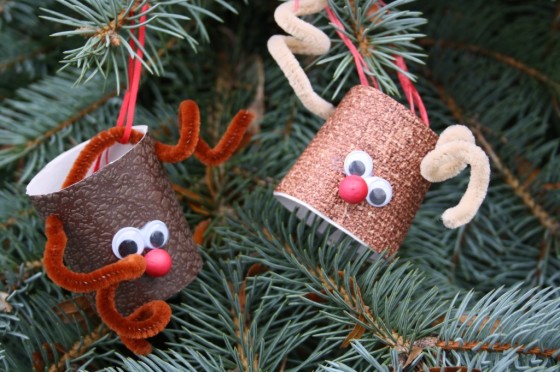 Toilet Roll Reindeer Ornament for Kids cute and simple craft to hang on a Christmas tree