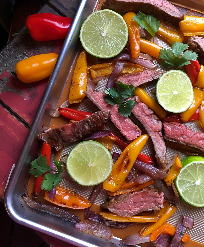 Sheet Pan Beef Fajitas a Fast, easy, and full of flavor recipe in 30 minutes 