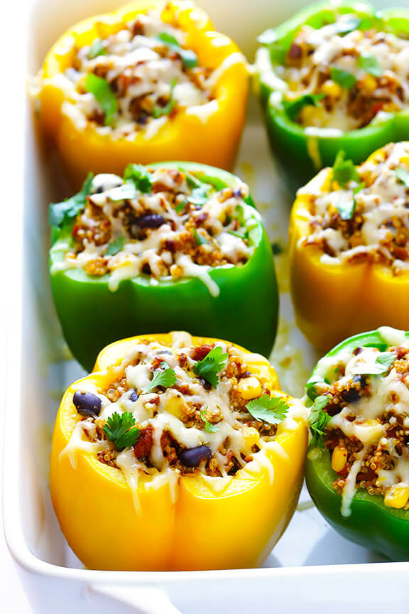 5-INGREDIENT MEXICAN QUINOA STUFFED PEPPERS delicious savory flavors quick and easy recipe