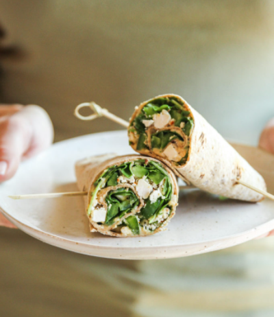 5 Ingredient Spinach Hummus Feta Wraps easy healthy lunch recipe