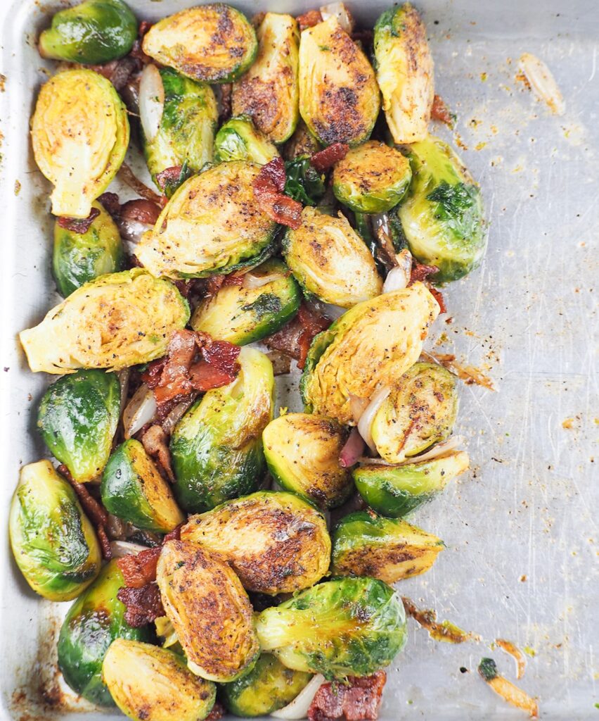 Simple and healthy Bacon Brussel Sprouts on the griddle