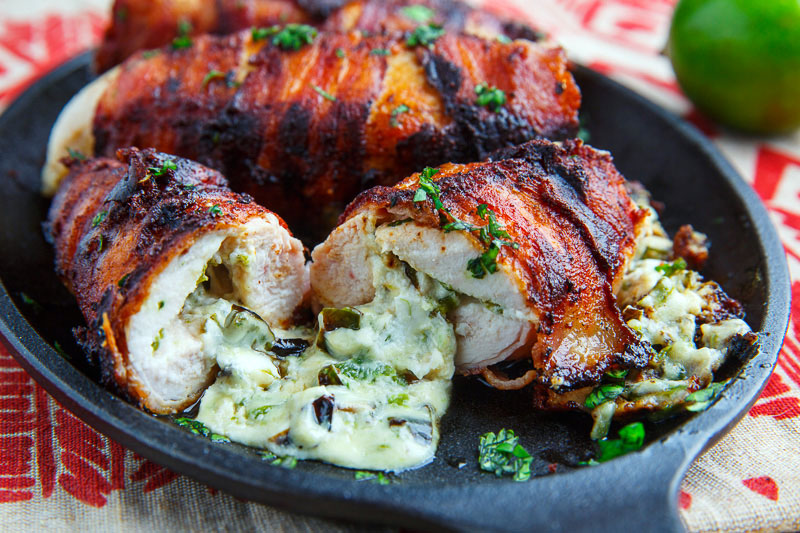 Bacon Wrapped Jalapeno Popper Stuffed Chicken juicy and delicious recipe