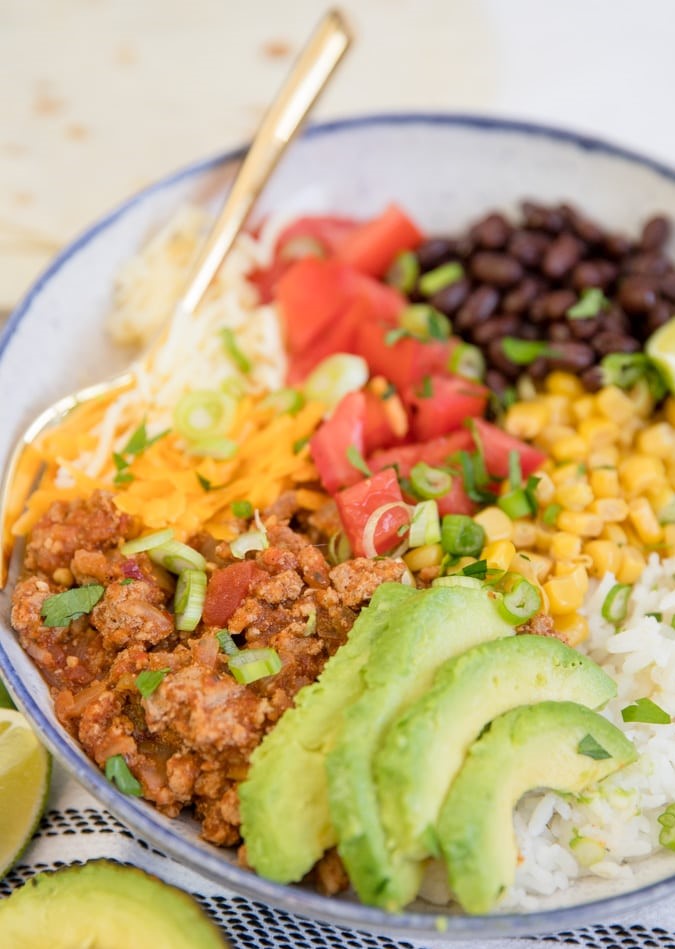 Burrito Bowls with Ground Turkey flavorful quick and easy recipe
