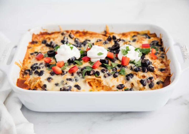 Chicken Enchilada Casserole perfect dish for busy weeknights easy and quick and delicious recipe