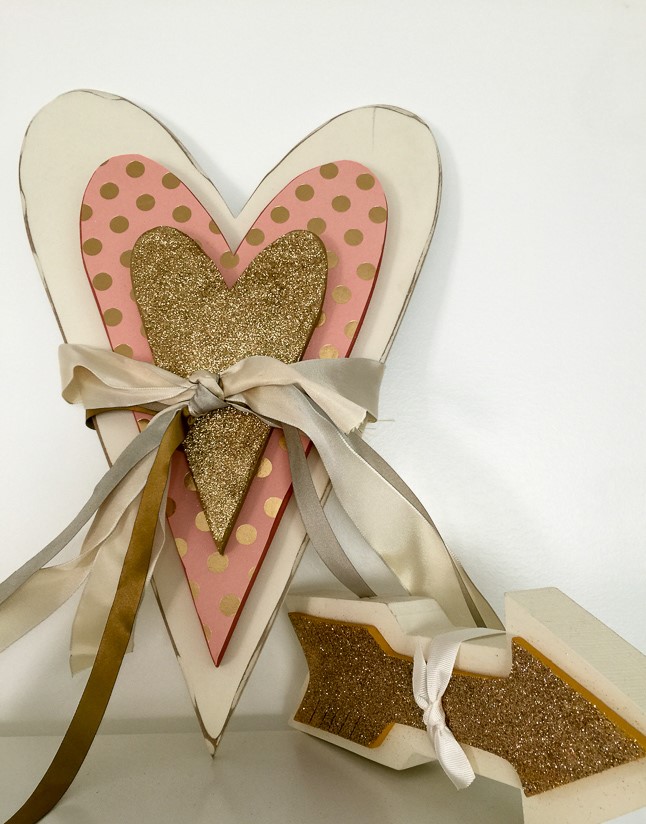 Valentine’s Day Embellished Wood Hearts and Arrows