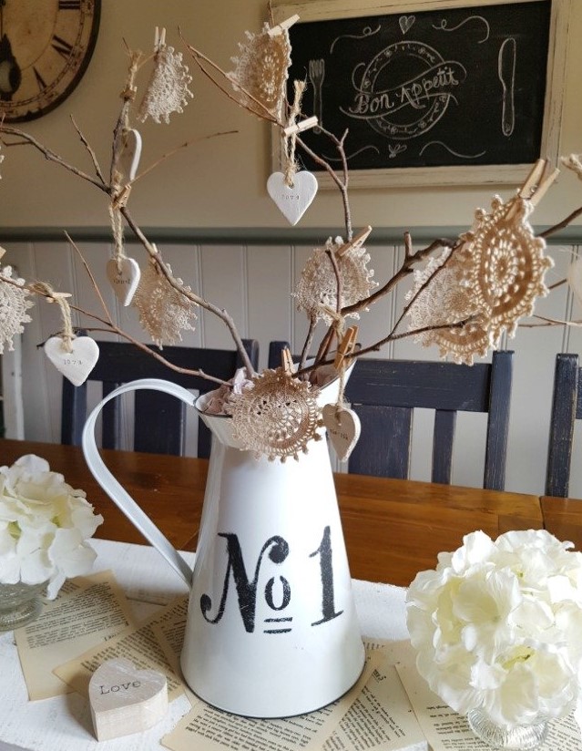 FARMHOUSE CLAY HEART TWIG TREE VALENTINE'S DAY DECOR