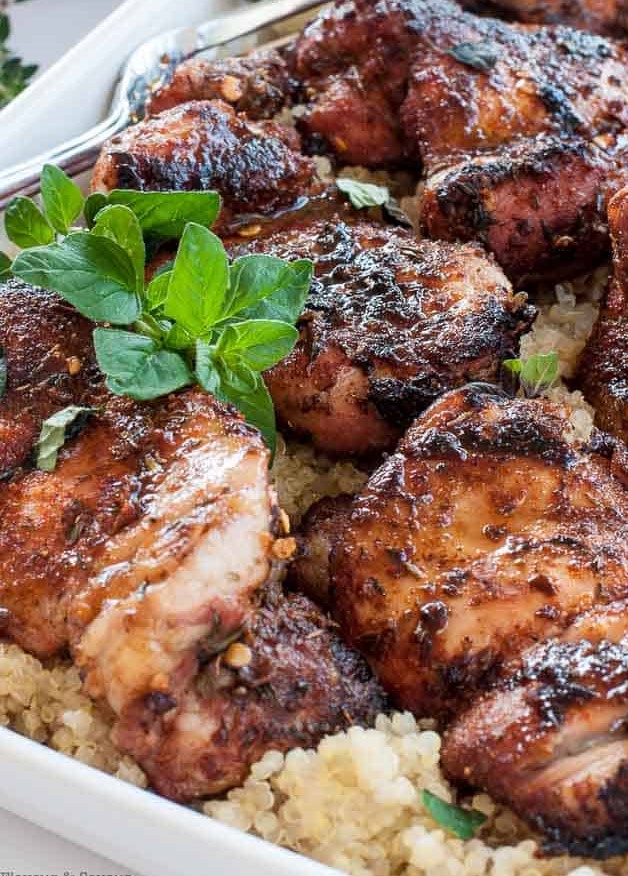 GRILLED CAJUN CHICKEN THIGHS WITH ZESTY QUINOA IN 30 MINUTES