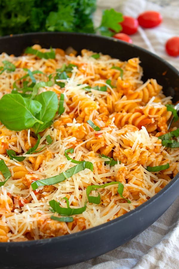 Ground Chicken Pasta Skillet delicious quick and easy dish for the family