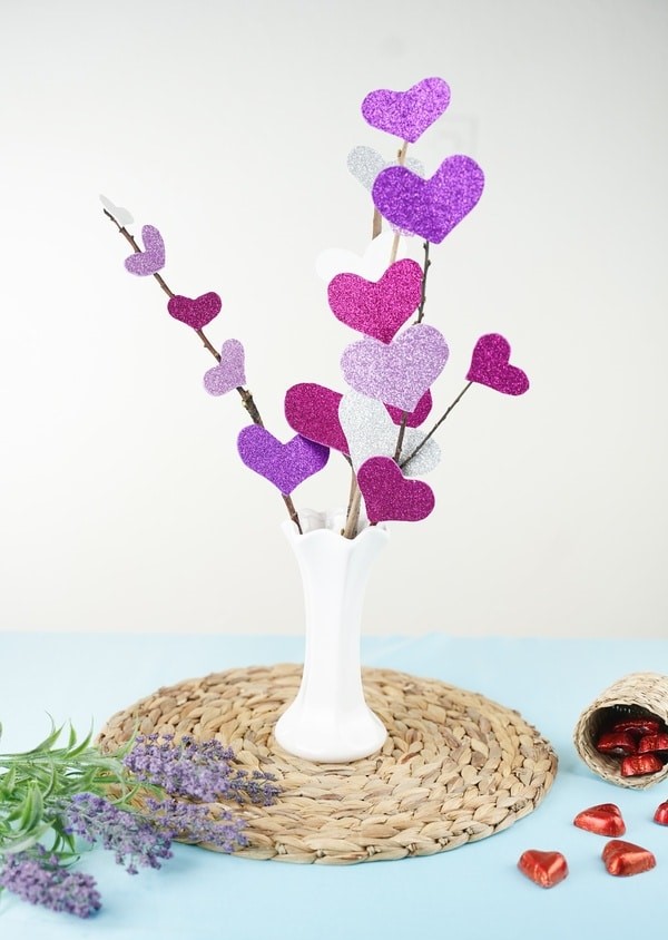 Glittery Valentine’s Heart Flower Bouquet For Home Decoration and Gifts
