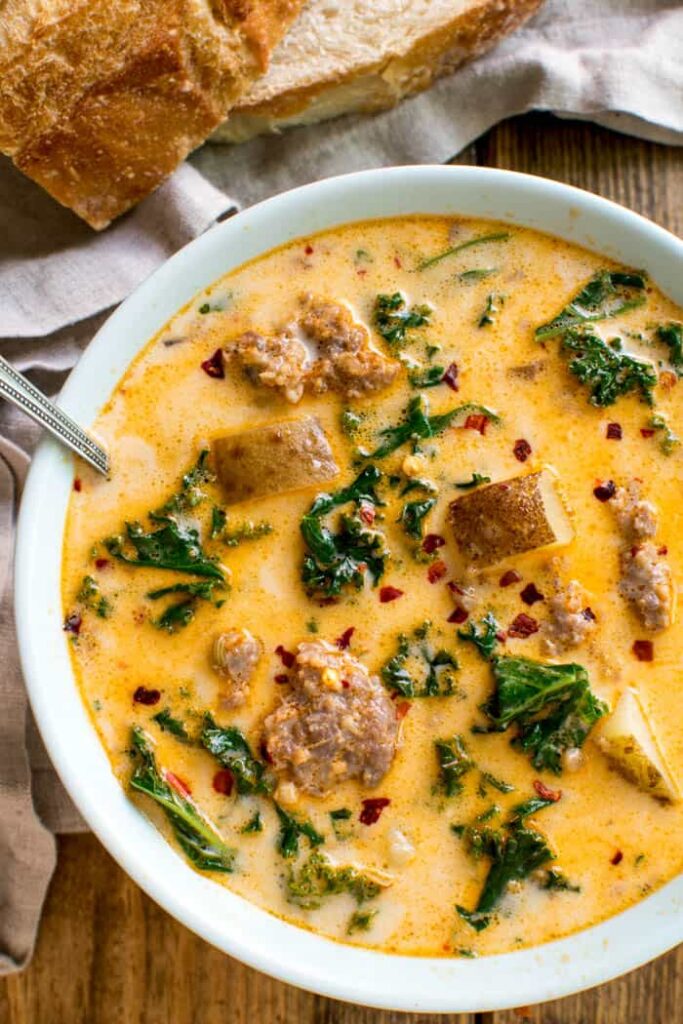 Tuscan Sausage Potato Soup a delicious and flavorful weeknight dinner for the family for cold season