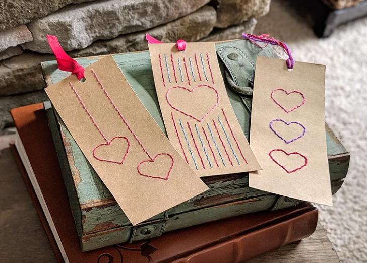 Easy sew valentines bookmarks