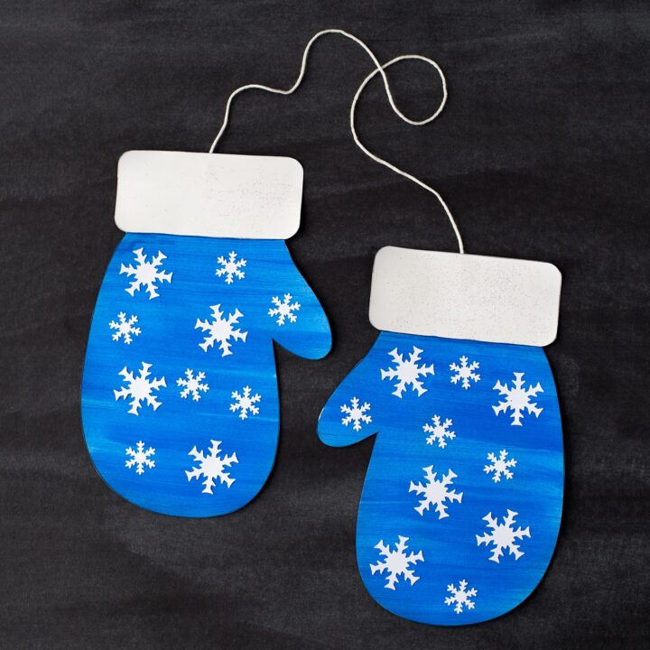 Pairs of colorful winter paper mittens craft